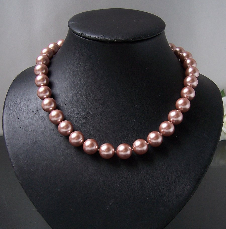 Perlenkette Kette MK-Perlen rosenholz Magnetverschluß Collier K2307