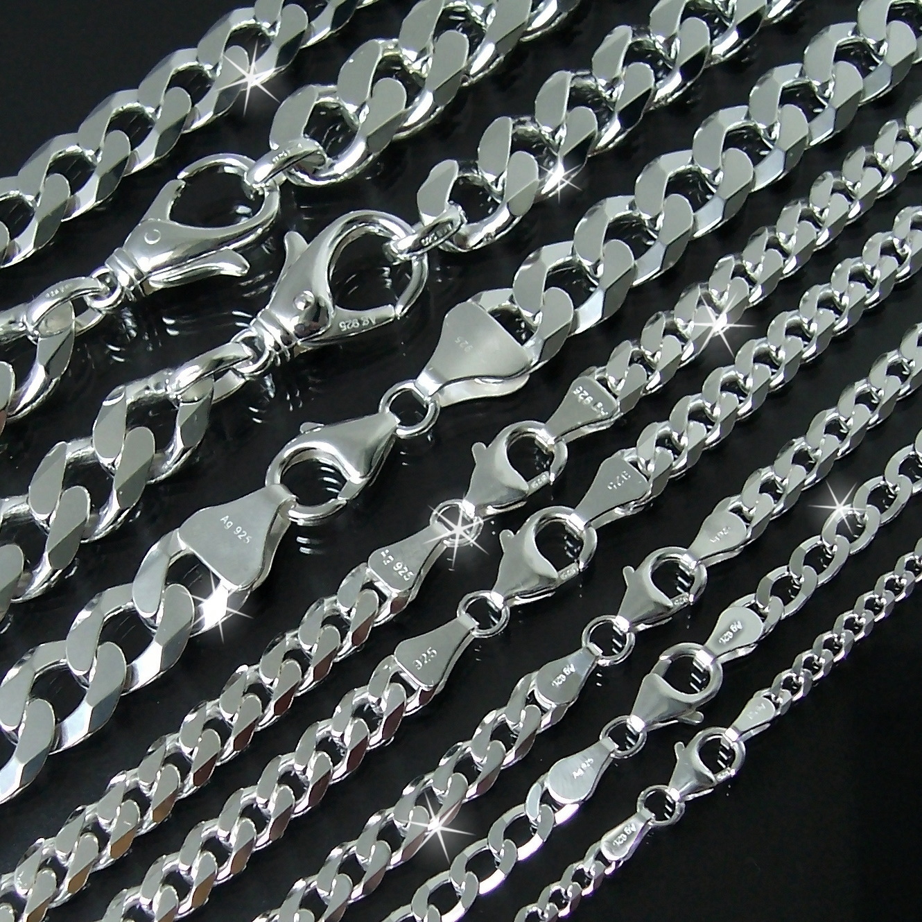 VE3 Niklarson® Panzerkette massiv 925 Sterling diamantiert Silber Kette  Armkette